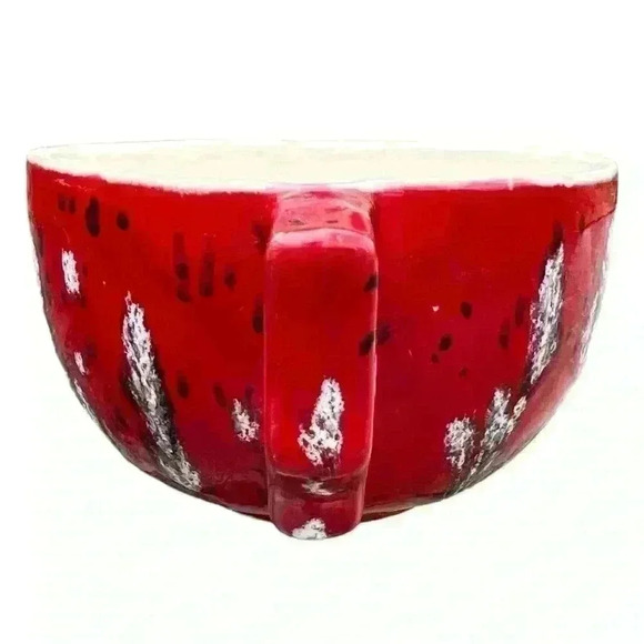 Set of 2 hand thrown latte mugs red glaze - Picture 9 of 15